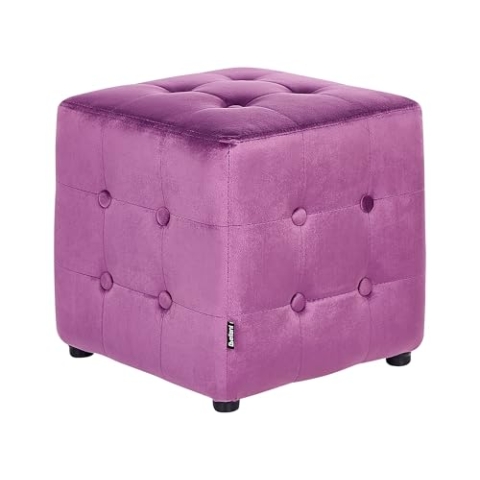 Beliani Stilvoller Hocker in Würfel Samtstoff violett Wisconsin