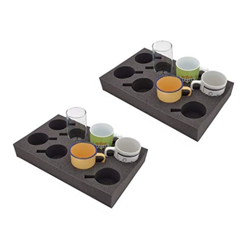 MC-CASES 2 x Tassenhalter Glashalter Gläserhalter Platz für bis zu 8 Stück - Schaumstoff für Camping Wohnwagen Wohnmobile Boote Schiffe