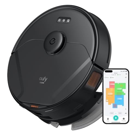 eufy X8 Pro Saugroboter mit Wischfunktion, Twin-Turbine™ 2× 4.000Pa Saugkraft, Entwirrungs-Bürste, iPath™ Laser-Navigation für Tiefenreinigung von Tierhaaren auf Teppichen & Hartböden