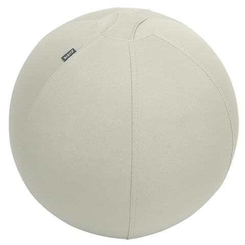 Leitz Ergo Active Sitzball mit Anti-Wegroll-Funktion, Ergonomische Alternative zum Bürostuhl, Gymnastikball, 55 cm Durchmesser, Stoffbezug, Für Büro oder Home Office, Ergo-Serie, Hellgrau, 65410085
