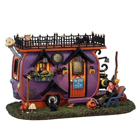 Lemax - Witch Vanlife: SCULPTURE, Polyurethan oder Kunststoff, Figur, Grüne Hexe, Halloween