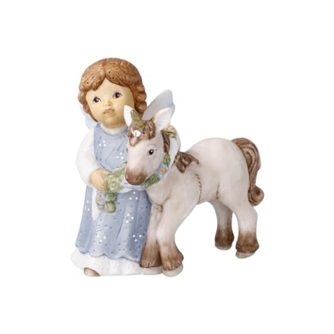 Goebel Nina und Marco Fabelhafter Begleiter 2022 Sammelfigur Engel mit Einhorn aus Porzellan mit Kristallen, 11-750-88-1