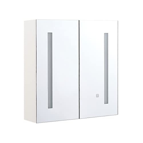Moderner Bad Spiegelschrank 60x60 cm 2 türig mit LED Beleuchtung weiß Chabunco