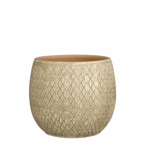 MICA Decorations Blumentopf Madeira - 23x23x23 cm - Terrakotta - Creme