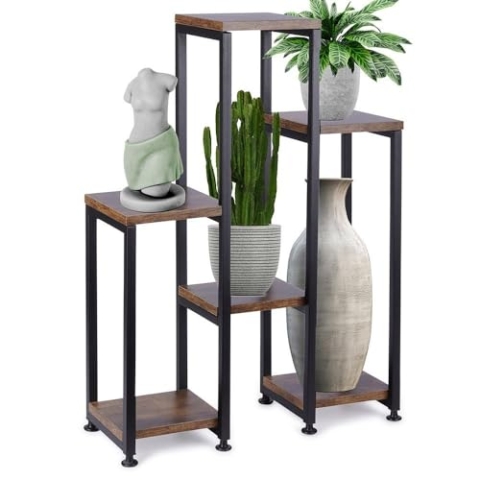 Vilde Blumenständer Blumentreppe Pflanzenständer Blumensäule Pflanzensäule Blumenregal aus Metall 6 Etagen 70 cm