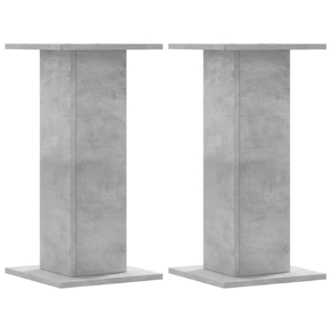 vidaXL Pflanzenständer 2 Stk., Blumenständer Hohle Konstruktion, Dekosäule Podest für Pflanzen Dekoartikel, Blumenhocker Blumensäule, Betongrau Holzwerkstoff