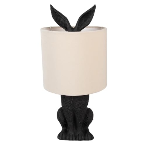 Clayre & Eef Tischlampe Kaninchen Ø 20x43 cm Schwarz Beige Kunststoff