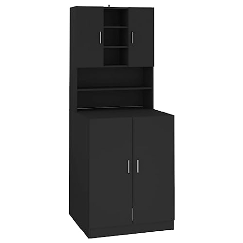 vidaXL Waschmaschinenschrank Badschrank Badmöbel Badezimmerschrank Schrank Badezimmermöbel Waschmaschinen Umbauschrank Hochschrank Schwarz