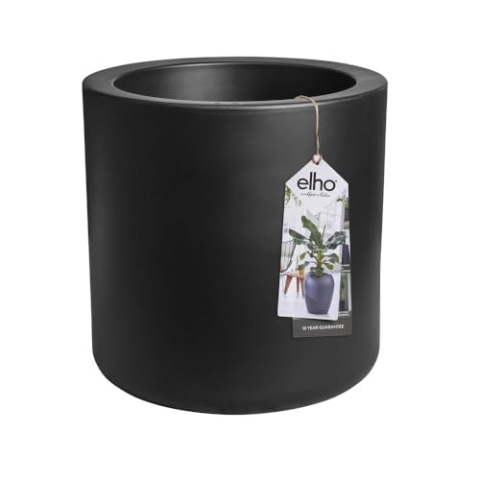 elho Pure Cilinder Wheels 50 - Blumentopf für Innen & Außen - Recycelter Kunststoff - Ø 49.5 x H 50 cm - Schwarz/Schwarz