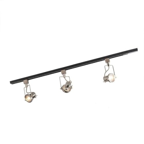 QAZQA - Modern Schienensystem Komplettset I Spotlight I Deckenspot I Deckenstrahler I Strahler mit 3-flammig Spotbalken Spot I Spotlight I Deckenspot I Deckenstrahler I Strahler I Lampe I Leuchtes 1-p