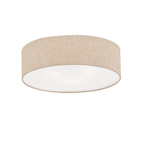 Fischer & Honsel Große Deckenleuchte THOR mit Lampenschirm Leinen Beige, Ø 60cm, Sandfarben