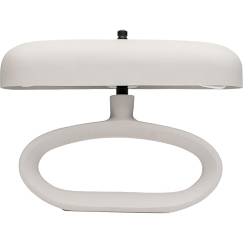Kare Design Tischlampe Suki Beige, 26cm Höhe, Weiß, Oval, Metall, Edelstahl, Moderne Tischleuchte, Schlafzimmer, Büro, Wohnzimmer, Office, keine Leuchtmittel inklusive, 26x11x37 cm (HxBxT)