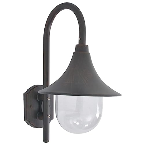 vidaXL Außenwandleuchte E27 42cm Alu Bronze Wandlampe Außenleuchte Gartenlampe