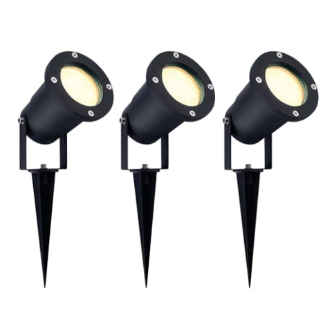 Ledvion - 3X LED Strahler, Aluminium, IP65, 5W, 2700K, 1 Meter Kabel, LED Spot, Garten Spot