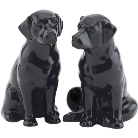 Quail Ceramics Salz- und Pfefferstreuer Labrador, Schwarz
