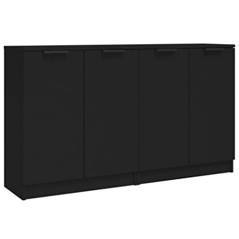 vidaXL 2X Sideboard mit Türen Kommode Anrichte Schrank Beistellschrank Mehrzweckschrank Standschrank Schwarz 60x30x70cm Holzwerkstoff
