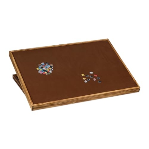 Relaxdays Puzzletisch, wendbare Puzzleablage für 1000 & 1500 Teile, höhenverstellbar, kippbares Holz Puzzlebrett, braun, 1 Stück