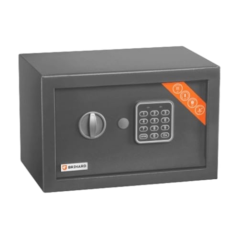 Brihard Home Electronischer Safe Kompakt - 20x31x20cm Kompakte Sicherheitsbox mit LED-Bildschirm mit digitalem Zahlenschloss - Tastatursperre Code Safe