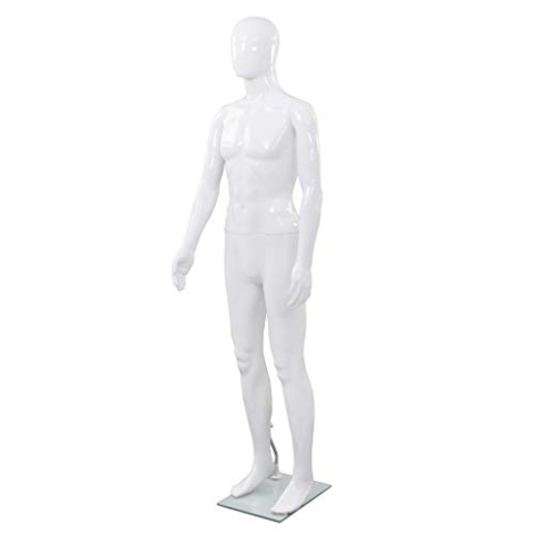 vidaXL Männliche Schaufensterpuppe mit Glassockel Mannequin Weiß 185 cm