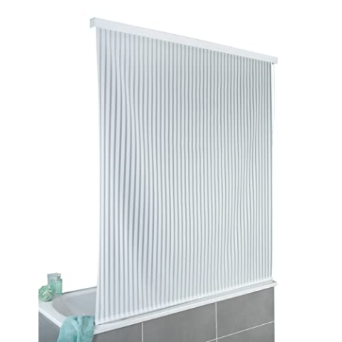 WENKO Duschrollo 128 x 240 cm - schnelltrocknendes Rollo für Dusche und Badewanne, wasserdicht & pflegeleicht, Aluminium, 132 x 240 x 5 cm, Weiß