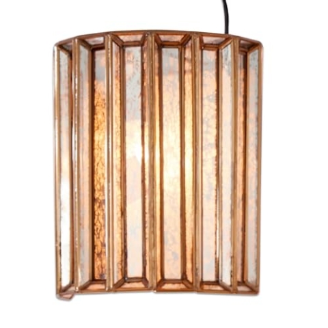 LOBERON Wandlampe Immogen, authentische Nostalgie, wunderschöne Lichtreflexe, Antik-Finish, Wandleuchte, Glas, Eisen, antikgold