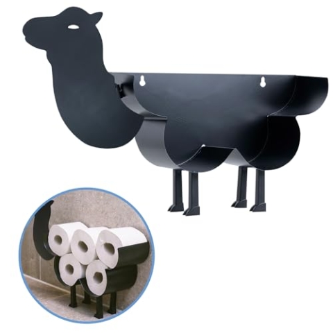 Sanics Ersatzrollenhalter Freistehend - WC Papierhalter Hängend - Wandhalterung - Kamel - Toilettenpapierhalter Tiere - Schwarz