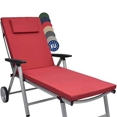 Beautissu Loft RL Auflage für Gartenliege 200x60x5 cm Liegenauflage Polster UV-Beständige Sonnenliegen Auflagen mit Reißverschluss - Gartenmöbel Polsterauflagen Rot