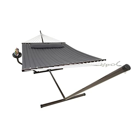VITA5 Hängematte mit Gestell - Hängematte Outdoor für Garten, Balkon und Terrasse - Indoor Hängematten - 2 Personen Hängesessel - Doppelhängematte mit Ständer 200 kg Belastbarkeit – Einfache Montage
