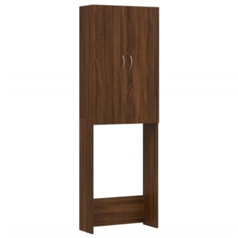 vidaXL Waschmaschinenschrank mit 2 Türen 3 Fächern Badschrank Hochschrank Badmöbel Badhochschrank Badezimmerschrank Braun Eichen-Optik 64x25,5x190cm