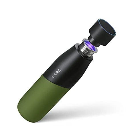LARQ Movement PureVis 950ml – UV-selbstreinigende Edelstahlflasche mit Silikonhülle | Leicht, stoßfest, hält Wasser kühl | Fitness, Laufen & Outdoor-Aktivitäten, Black/Pine
