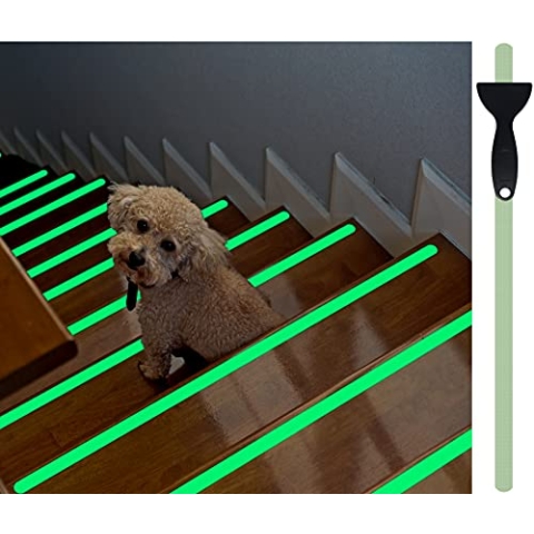 cocofy Fluoreszierende Anti Rutsch Streifen Leuchtend Aufkleber Treppe, nachleuchtendes Klebeband, XXL (90x3 cm), für Treppenstufen innen, Antirutsch Sticker - 18-Pack [2021 Markteinführung]