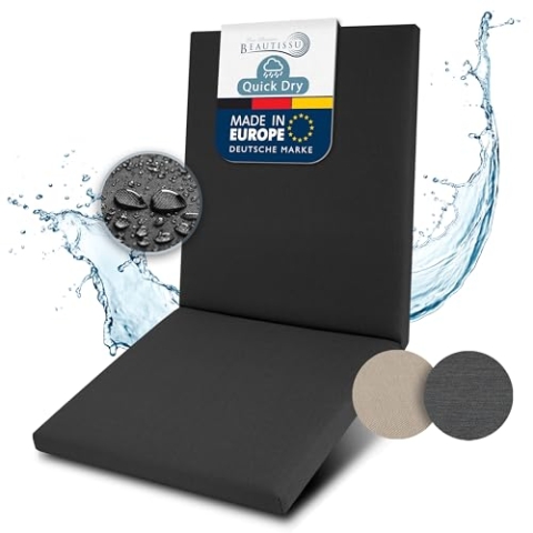 Beautissu Premium Niedriglehner Auflage 100% Wasserdicht 100x50cm – UV-beständig Bequem Pflegeleicht Waschbar Sitzkissen Gartenstuhl – Quick Dry Polsterauflage Gartenmöbel Stuhlauflage Anthrazit