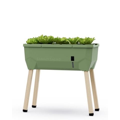 GUSTA GARDEN Sammy Salad Hochbeet Dunkelgrün - Hochbeet Balkon & Garten - für Salat Anbau - mit Bewässerungssystem - 15L Wassertank & 40L Erdvolumen