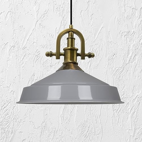 bamyum Asletl-Marine Hängelampe Industrial Vintage Ø41 cm, Küchenlampe Hängend Vintage, Pendelleuchte Esstisch Vintage, Hängelampe Esstisch, Wohnzimmerlampe, Pendelleuchte Grau Metall, Küchenlampe