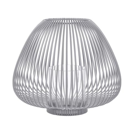 blomus Laterne -LYVA- | Steel Gray | Größe M | 31Ø x 26,5H cm | Kerzenhalter Grau | Windlicht aus Stahl inkl. Glaszylinder | Laterne Deko | Indoor Windlicht