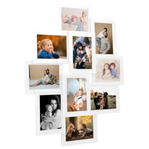 vidaXL Collage Bilderrahmen für 10x(13x18cm) Fotos Fotorahmen Posterrahmen Objektrahmen Bilder Foto Poster Rahmen Bildergalerie Weiß MDF