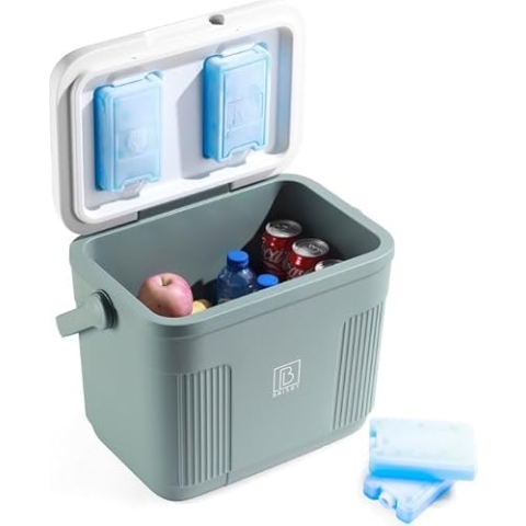 Brisby 22L Kühlbox – Passiv & Ohne Strom – mit 4 Großen Kühlakkus à 450 ml – Bis zu 40 Std. Kühl / 18 Std. Warm – Kompakte Kühlbox für Camping, Auto, Arbeit, Festival – BPA-frei