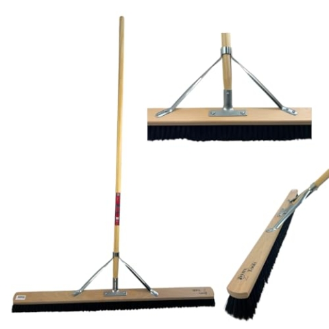 Synx Tools Hallenfeger 100cm Rosshaar - Weicher Besen - Raumfeger - Besenstiel - Kehrreinigung - Besen Innen - Besen weich mit Stiel 160cm