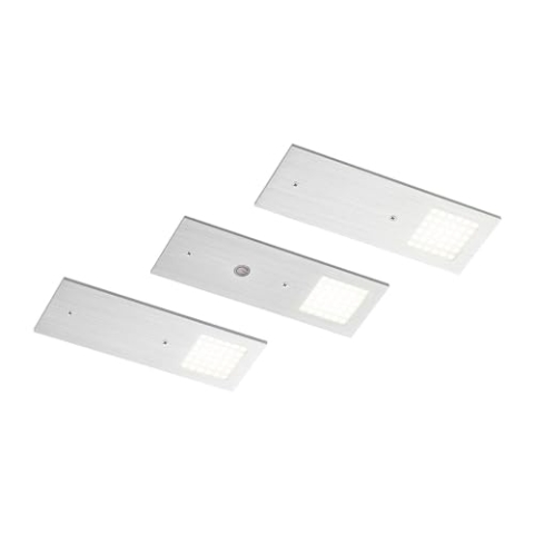Arcchio 3er Set LED Unterschrankleuchten 'Nortra' dimmbar (Modern) in Alu aus Aluminium u.a. für Wohnzimmer & Esszimmer (3 flammig,) - Unterbauleuchten, Wohnzimmerlampe