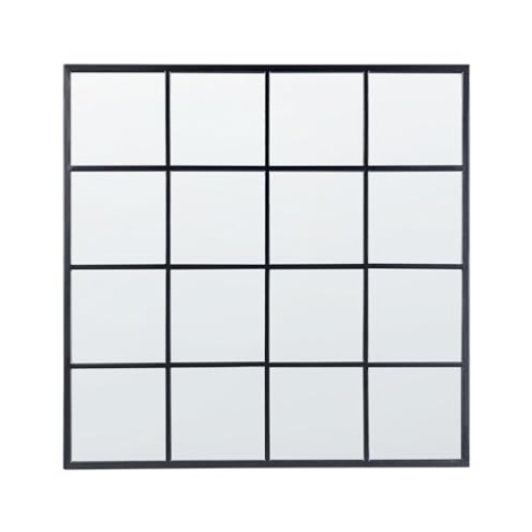 Wandspiegel mit Rahmen Metall schwarz Fensteroptik quadratisch 78 x 78 cm Blesle