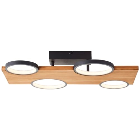 Brilliant Lampe Cheesy LED Deckenleuchte 55x35cm matt schwarz/holz Metall/Holz braun 28 W LED integriert
