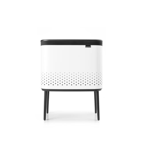 Brabantia - Bo Laundry Bin 60L - Stilvolle Wäschebox - Deckel mit Quick-Drop-Öffnung - Herausnehmbarer Baumwollbeutel - Tragbar & hygienisch - Zubehör Schlafzimmer & Bad - Weiß