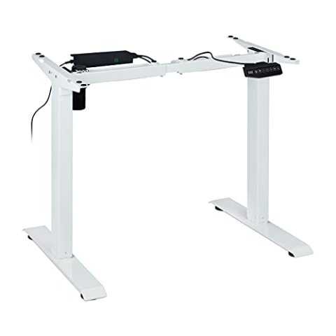 Relaxdays Tischgestell höhenverstellbar elektrisch, 71-121 cm, Motortisch mit Speicherfunktion, Stehschreibtisch, weiß, Aluminium