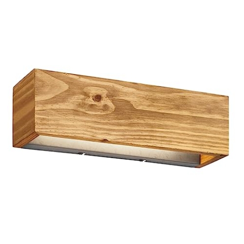 Trio Leuchten LED Wandleuchte Brad 223790130, Metall Nickel antik, Holz, inkl. 13.5 Watt LED, Switch Dimmer, Braun