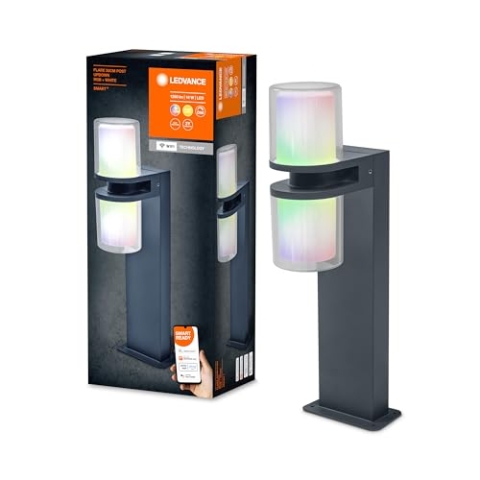 LEDVANCE SMART+ WI-FI UPDOWN FLARE 50 cm - dimmbare LED Standleuchte dunkelgrau für Außen aus beständigem Aluminium, RGB-Farbsteuerung, 14 W, 3000 Kelvin warmweiß, 1000 Lumen, IP44