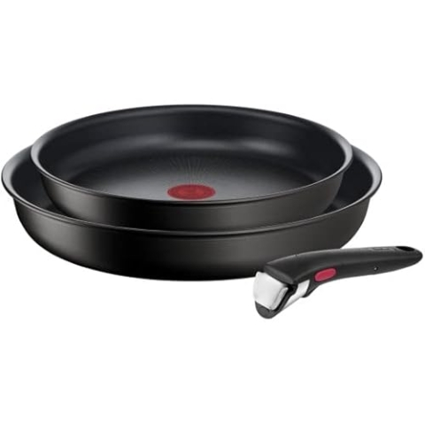 Tefal L3979102 Bratpfanne, 24 cm, 28 cm + abnehmbarer Griff Ingenio Eco Resist, 2 Stück