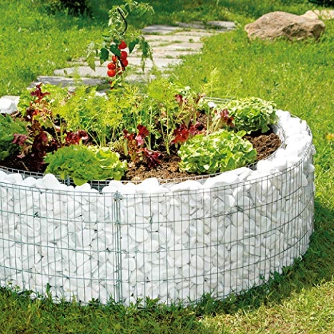 bellissa - Gabionen-Hochbeet rund Durchmesser 146cm außen 126cm innen, Höhe 40 cm - Feinmaschige Gabionenkörbe befüllbar - Witterungsbeständiges Gabionen-Hochbeet - DIY-Bausatz inkl. Trennfolie (L)