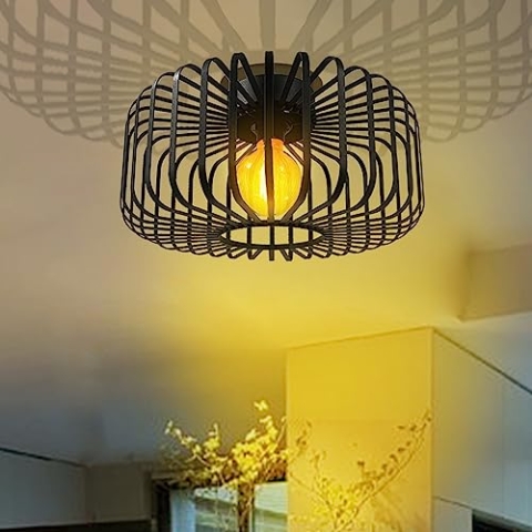 bamyum Vertigo Cage Ceiling Light Ø40 cm 1 flammig, Modern Deckenlampe Schwarz, Küchenlampe Deckenleuchte Schwarz E27, Küchenlampe Deckenleuchte Vertigo Modern, Deckenlampe Wohnzimmer und Schlafzimmer