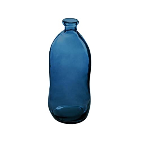 Atmosphera - Vase Dame Jeanne - recyceltes Glas - sturmblau H 51 cm - Blau
