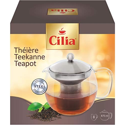 Cilia Teekanne aus Borosilikatglas inklusive Edelstahl-Filter, 0,875 Liter, 212927